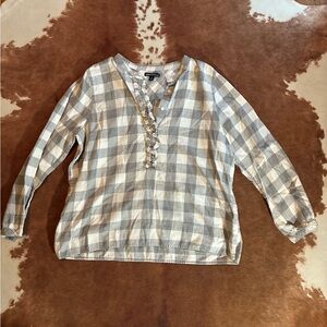 J. Crew Blue and White Checkered Blouse